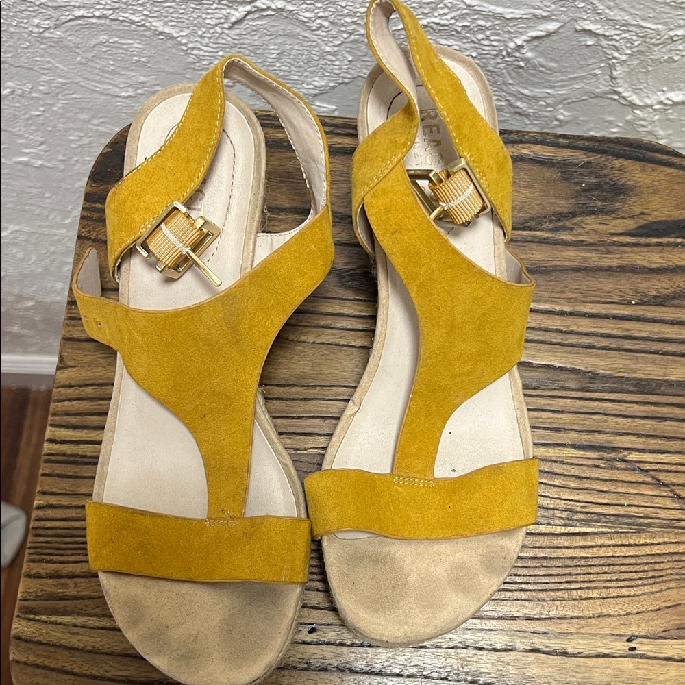 Reaction Kenneth Cole Yellow Suede Sandals